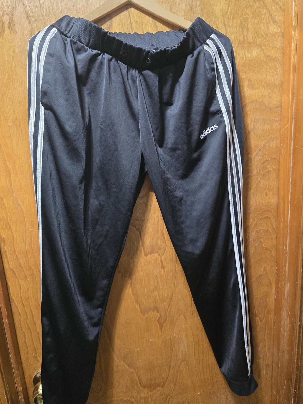 Adidas Black Track Pants with White Stripes